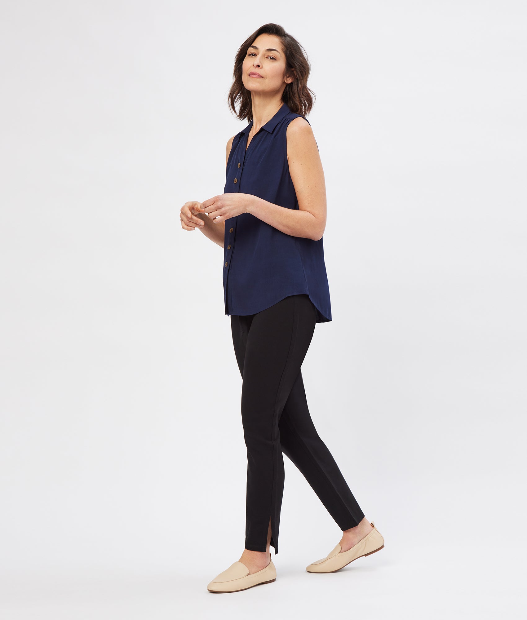 Danielle Collared Button-Front Tank with Magnetic Closures | MagnaReady