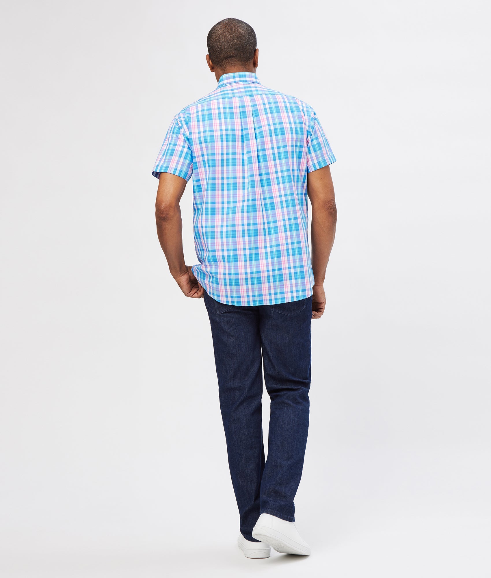 Pink Multi Poplin Short Sleeve ‘Athens’ Casual Shirt with Magnetic Closures