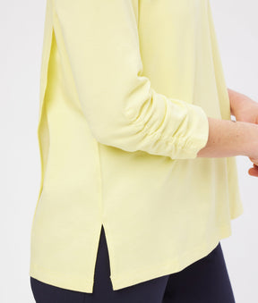 The Bonnie Long Sleeve Cotton Knit Tunic in Lemon Verbena