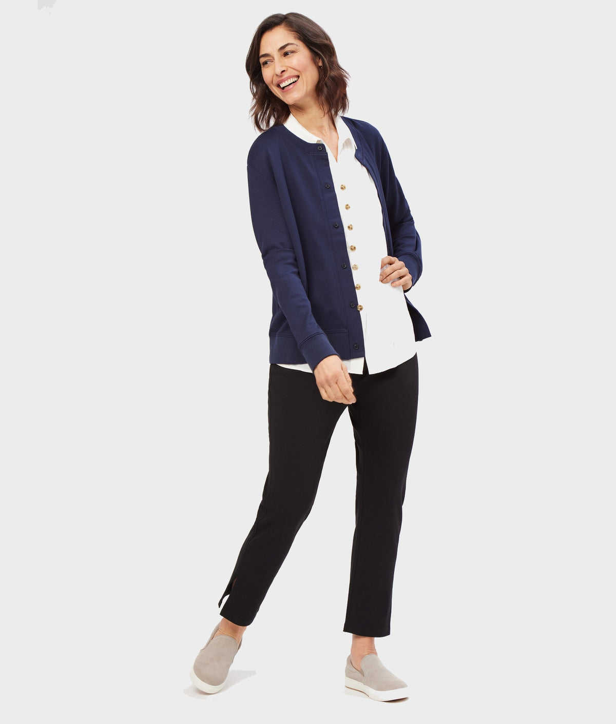Button-Front Cardigan with Magnetic Closures