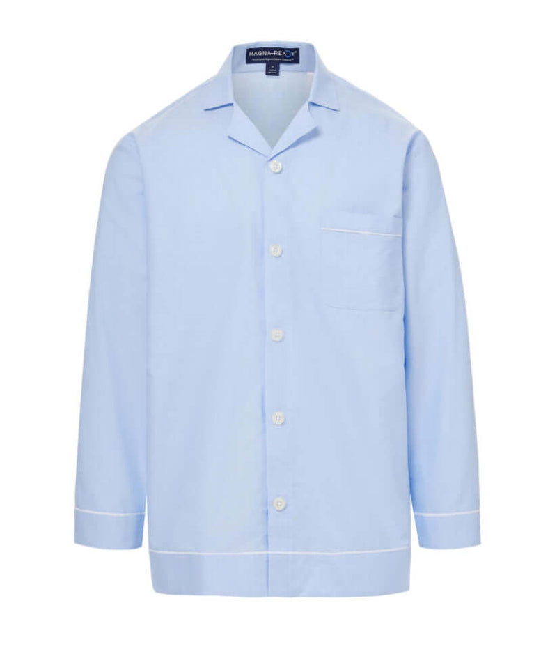 dress shirt pajamas MagnaReady Men's Oxford Long Sleeve Pajama Top with Magnetic Closures | Blue