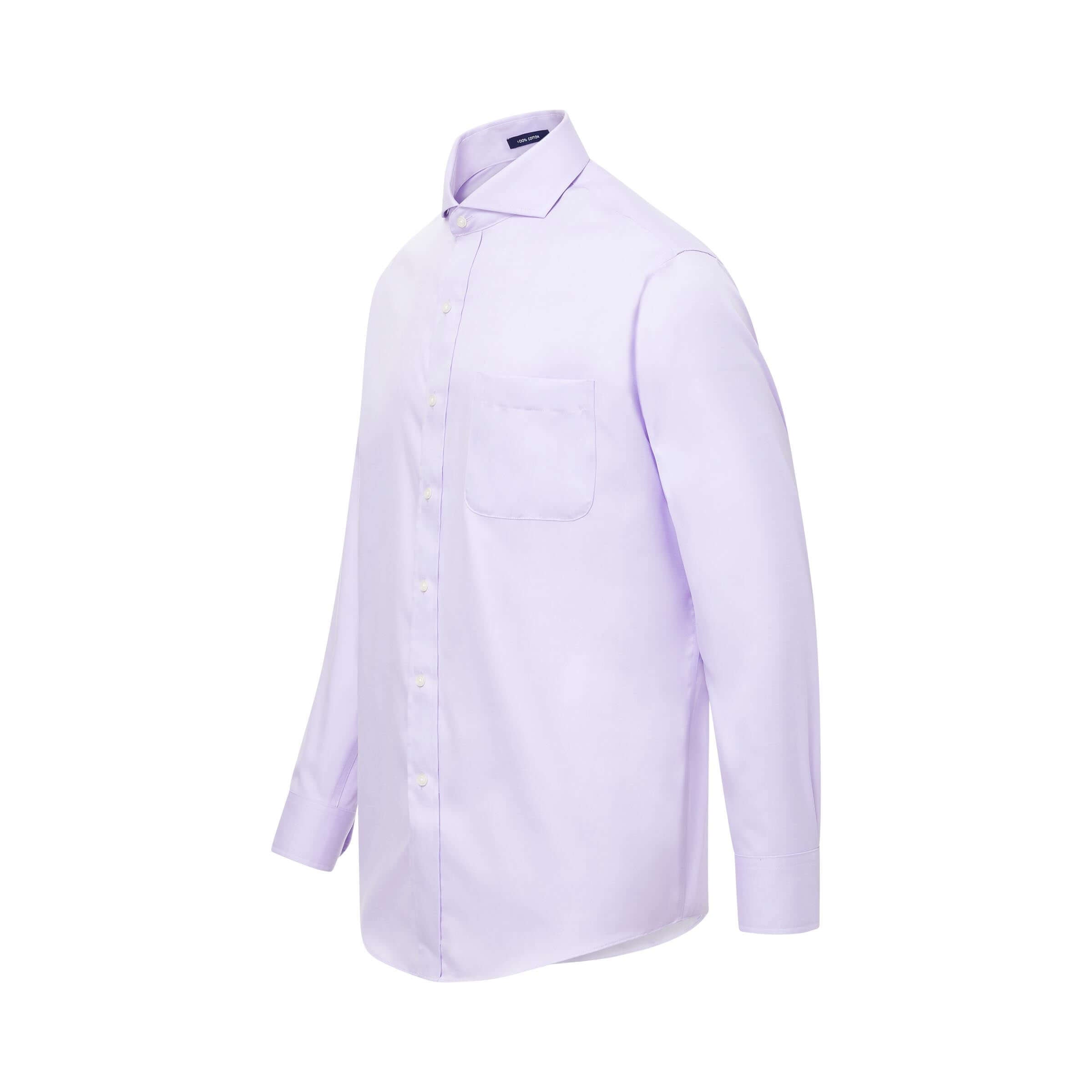 Long sleeve lavender 'Bryant' shirt with magnetic closures, 100% cotton, stylish and innovative design.