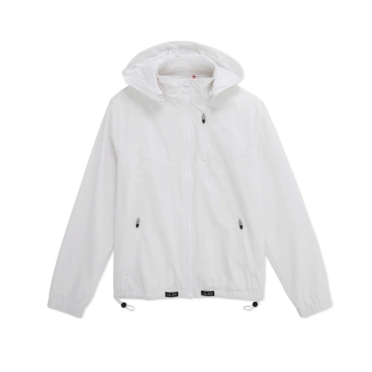 White Unisex Adaptive Hooded MagZip™ Jacket with lightweight design for athletes and accessible workouts.