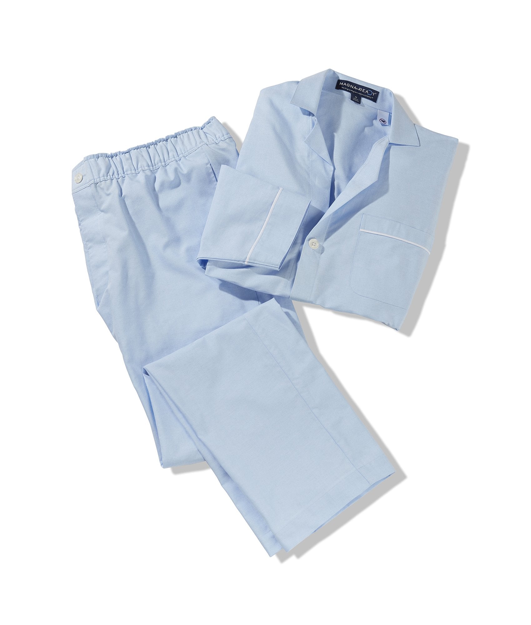 Light Blue Oxford Pajama Pant with Magnetic Closures