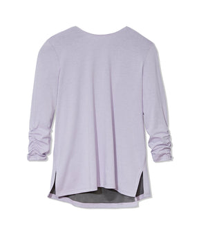 The Bonnie Long Sleeve Cotton Knit Tunic in Pastel Lilac